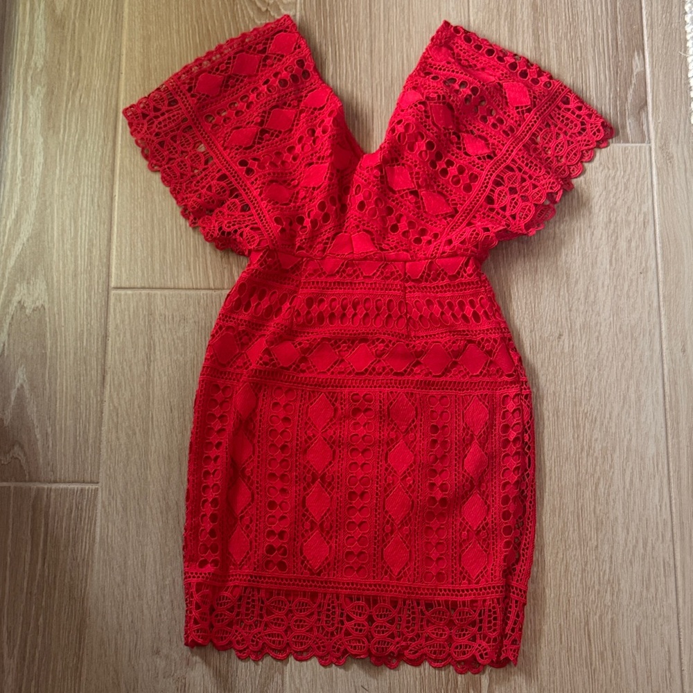 Lulu’s Red Crochet Cocktail Dress